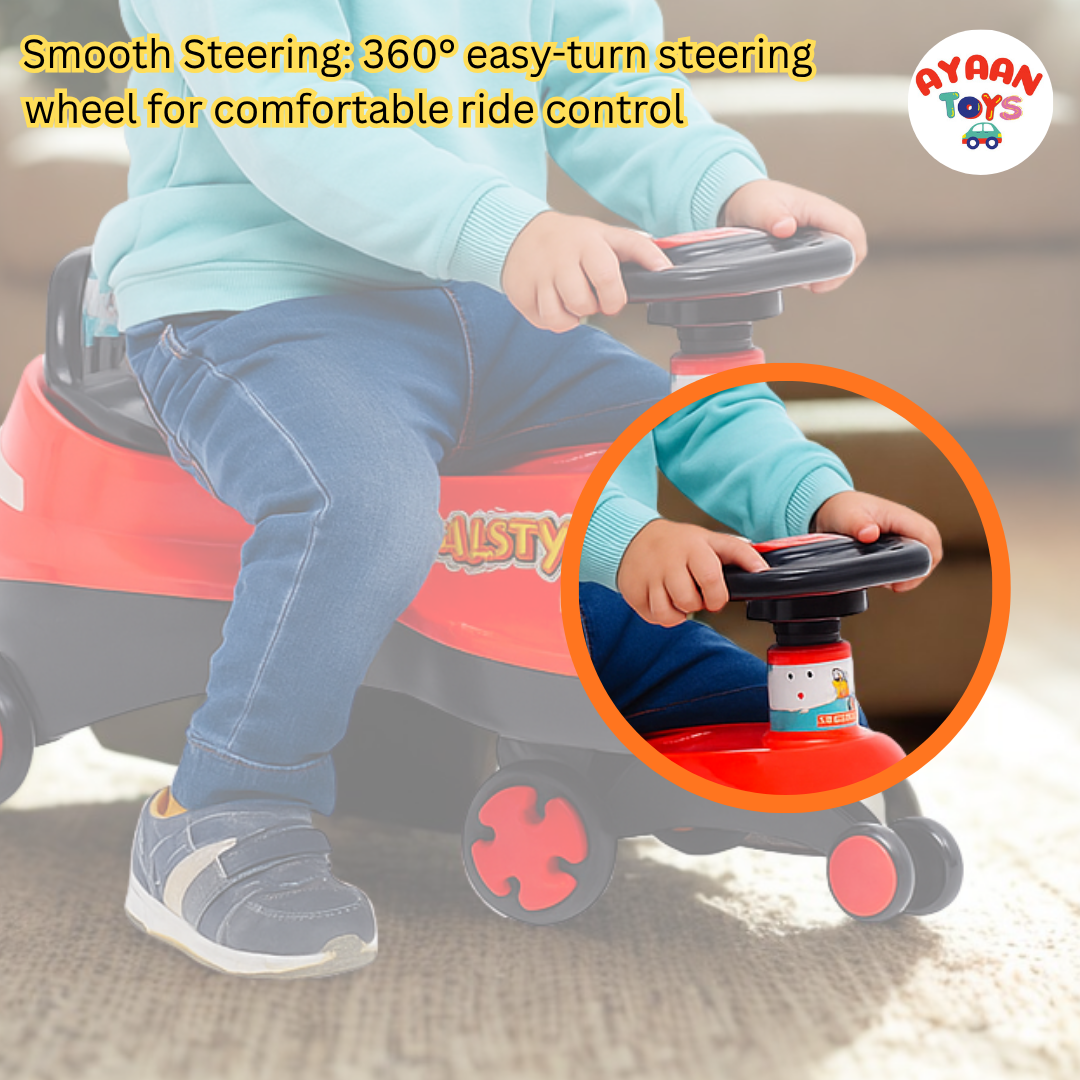 Ayaan Toys - Magic Swing Car Ride On for Kids 1 to 6 Years | Baby Twist Car with Music, Light & Smooth Wheels | No Battery, No Pedal Ride-On Toy for Boys & Girls