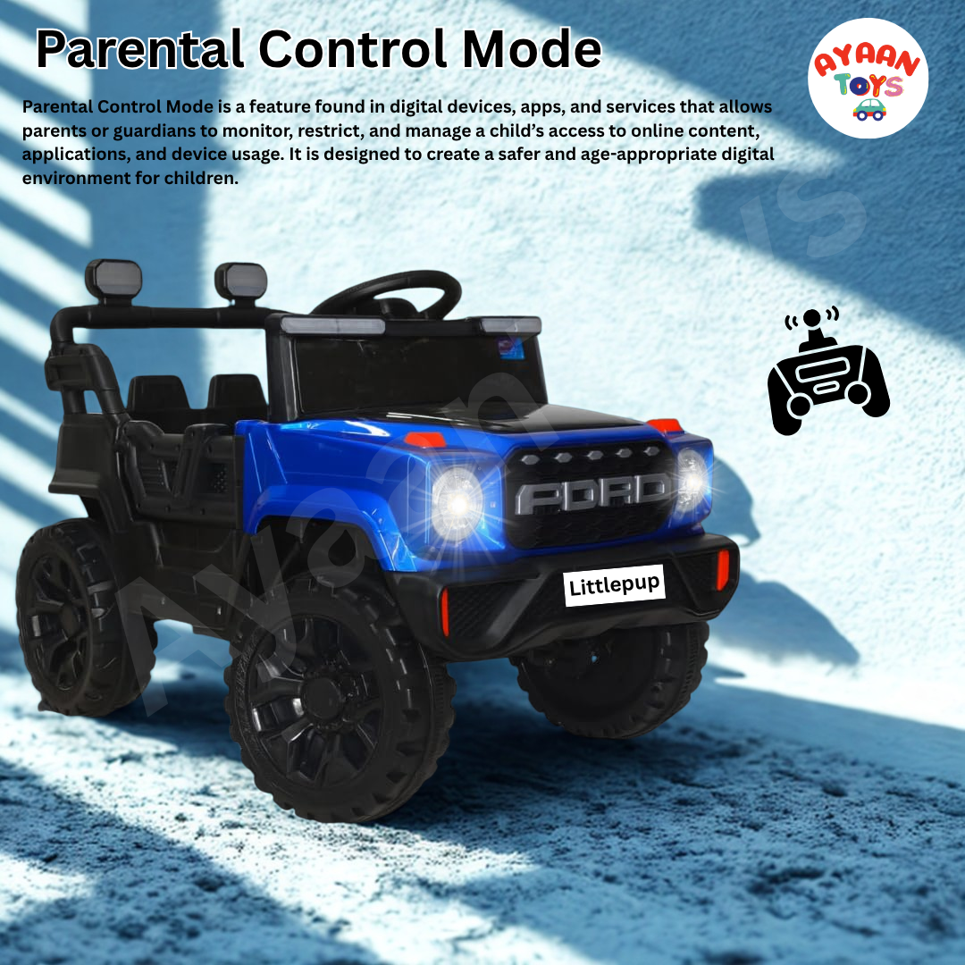 Ayaan Toys - 4x4 Electric Jeep Ride-on Car for Kids, 12V Battery Powered, Red Plastic, Remote Control, Bluetooth Music, LED Lights, Manual Drive, Ages 1-6 Years, 86x63x53cm