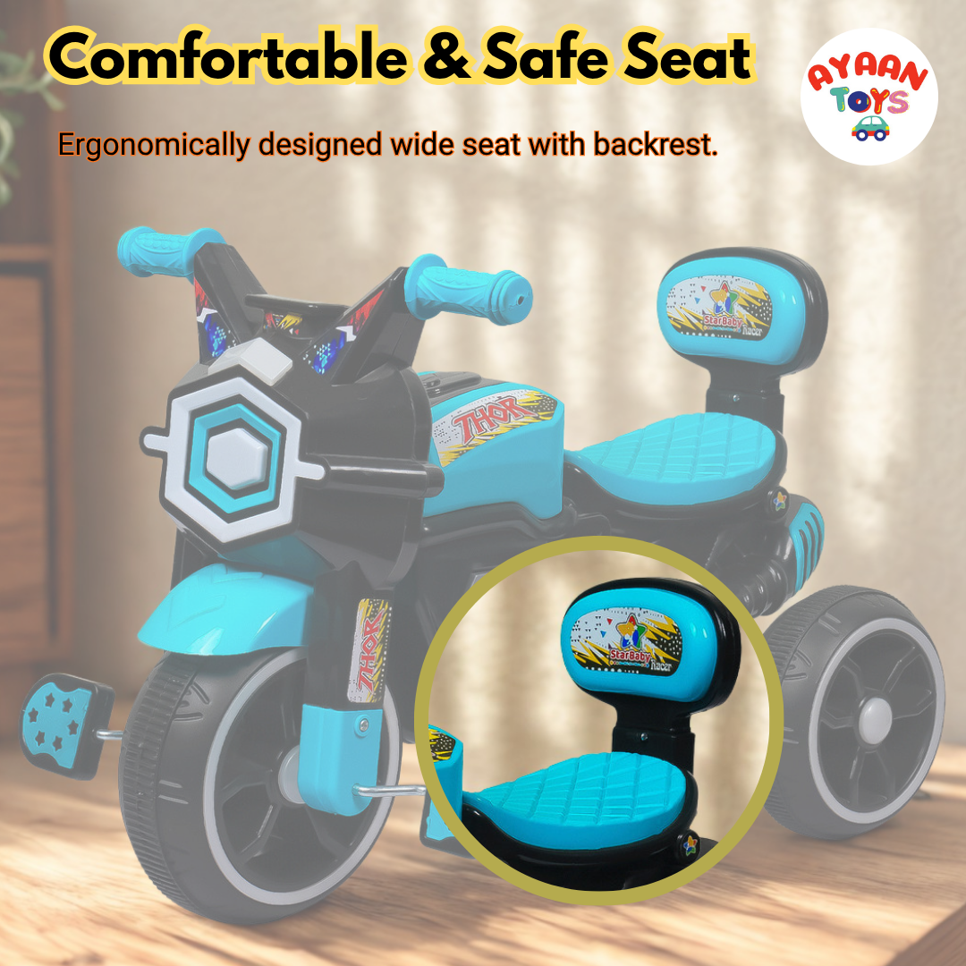 Ayaan Toys Baby Tricycle for Kids 1–3 Years | Non-Electric Kids Trike with Music & Horn and Light | Durable Pedal Tricycle with EVA Wheels & Safety Backrest | Boys & Girls Ride-On Cycle – SkyBlue