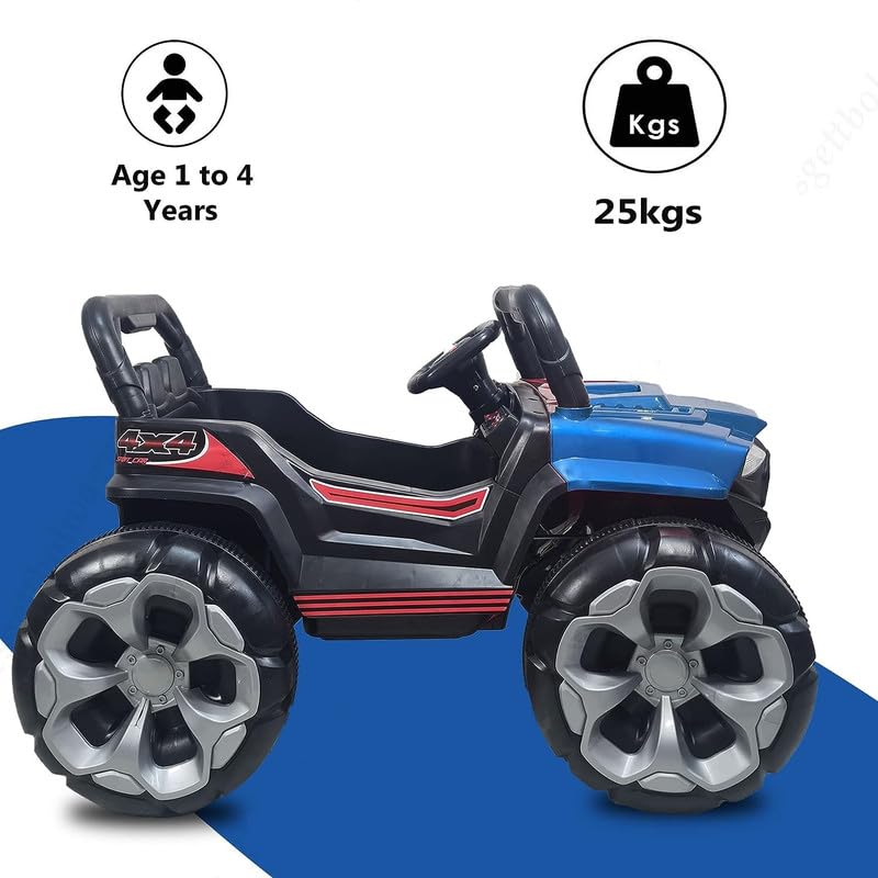 Battery Operated Jeep for Kids KV695 Big Wheeler- The Electric Ride on Car with 2x6v Batteries, Music System Swing and Remote Jeep for 2 to 4 Years Children to Drive (Blue)