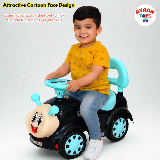 Ayaan Toys - Push Ride On Car for Kids 1–4 Years.with Backrest & Steering Wheel | SkyBlue&Black Push Ride On Toy | Indoor Outdoor Foot-to-Floor Car.