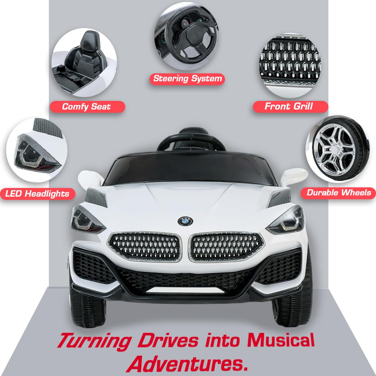 Battery Z8i Car For Kids | Car For Child | Battery Operated Ride On Car for - 1 to 4 Year - White