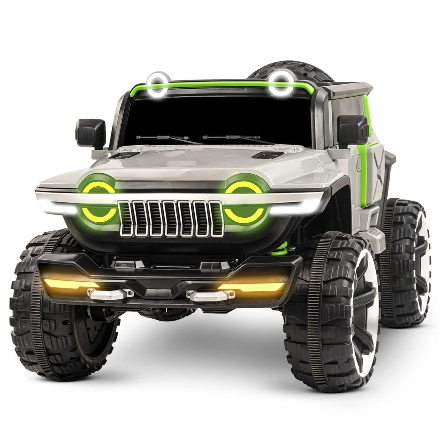 Rechargeable 4x4 Battery Operated Monster Jeep Ride On Kids Jeep with Light, Music, Rechargeable Battery Operated Jeep for Kids Drive (Grey) Age 1 to 7 Years