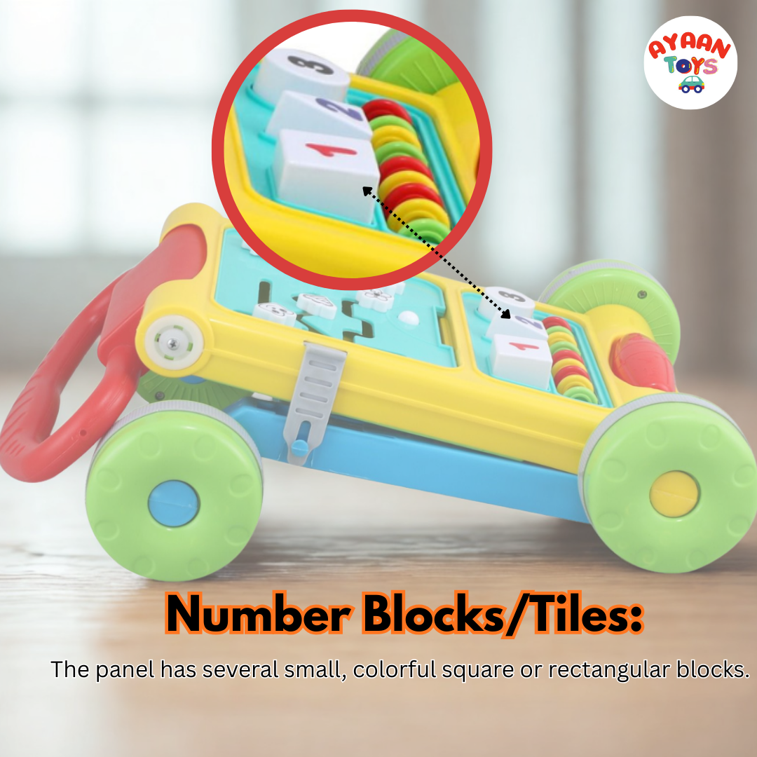 Ayaan Toys - Baby Activity Walker Learning Push Walker for Babies 6 to 18 Months, Foldable Musical Walker with Recreational Toy Bar (Multi Color).