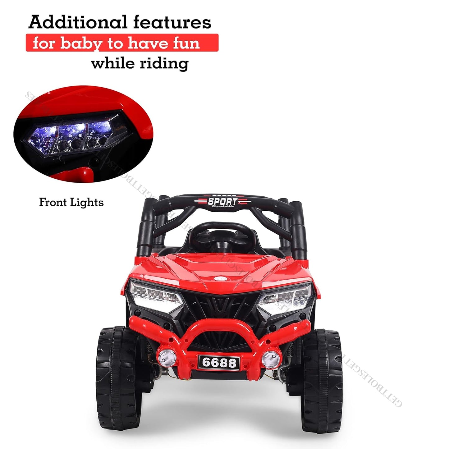 Electric Ride on for Kids | Battery Car For 1 to 7 Year Kids | Car For Kids with Swing Option, Music System, Spring Suspension and Remote Control- Red