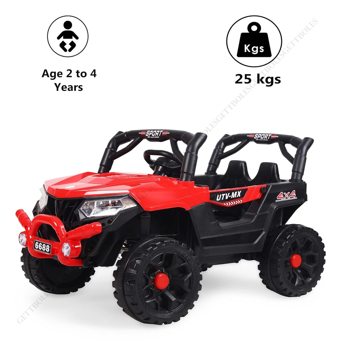 Electric Ride on for Kids | Battery Car For 1 to 7 Year Kids | Car For Kids with Swing Option, Music System, Spring Suspension and Remote Control- Red