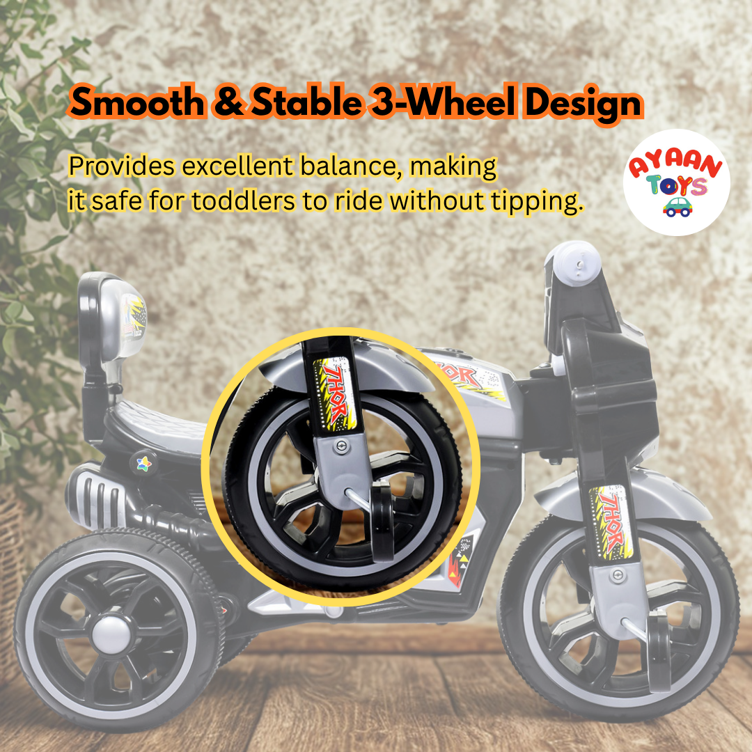 Ayaan Toys Baby Tricycle for Kids 1–3 Years | Non-Electric Kids Trike with Music & Horn and Light | Durable Pedal Tricycle with EVA Wheels & Safety Backrest | Boys & Girls Ride-On Cycle – Grey