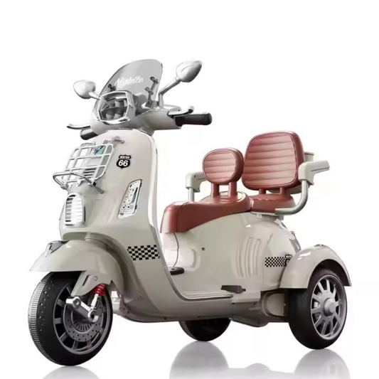 Ayaan Toys Kids Electric Ride-On Scooter | 3-Wheel Battery Operated Scooty for Kids | Dual Seat with Backrest | LED Headlight & Music | Rechargeable Toy Vehicle for Boys & Girls