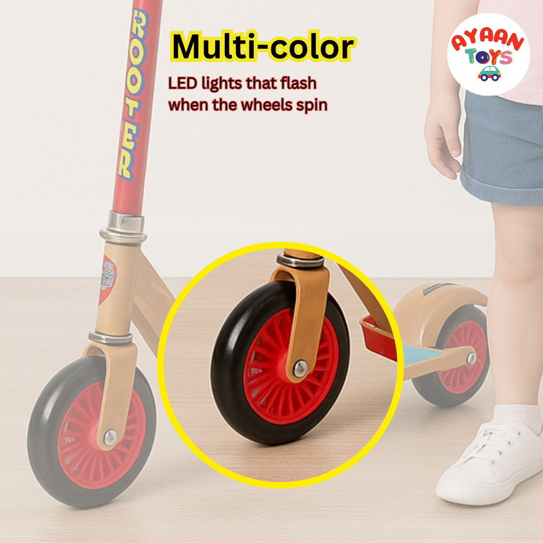 Ayaan Toys - Kids Scooter with LED Light Up Wheels, Foldable Design, Height Adjustable, 2-Wheel Kick Scooter.