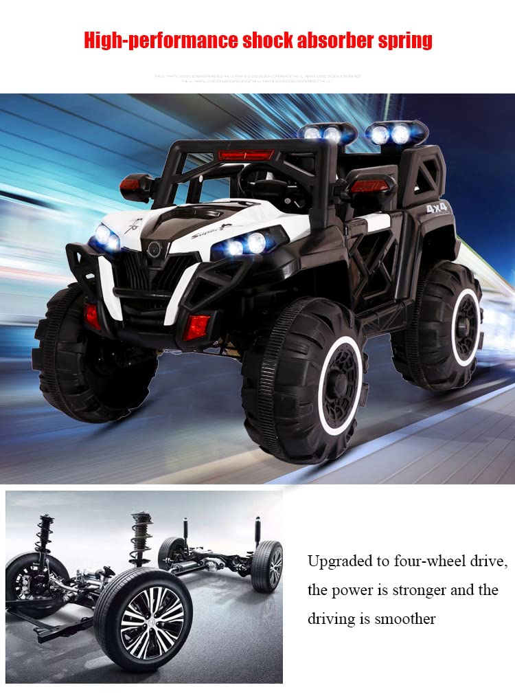 Electric Ride on for Kids | Battery Car For 1 to 10  Year Kids | Car For Kids with Swing Option, Music System, Spring Suspension and Remote Control- White