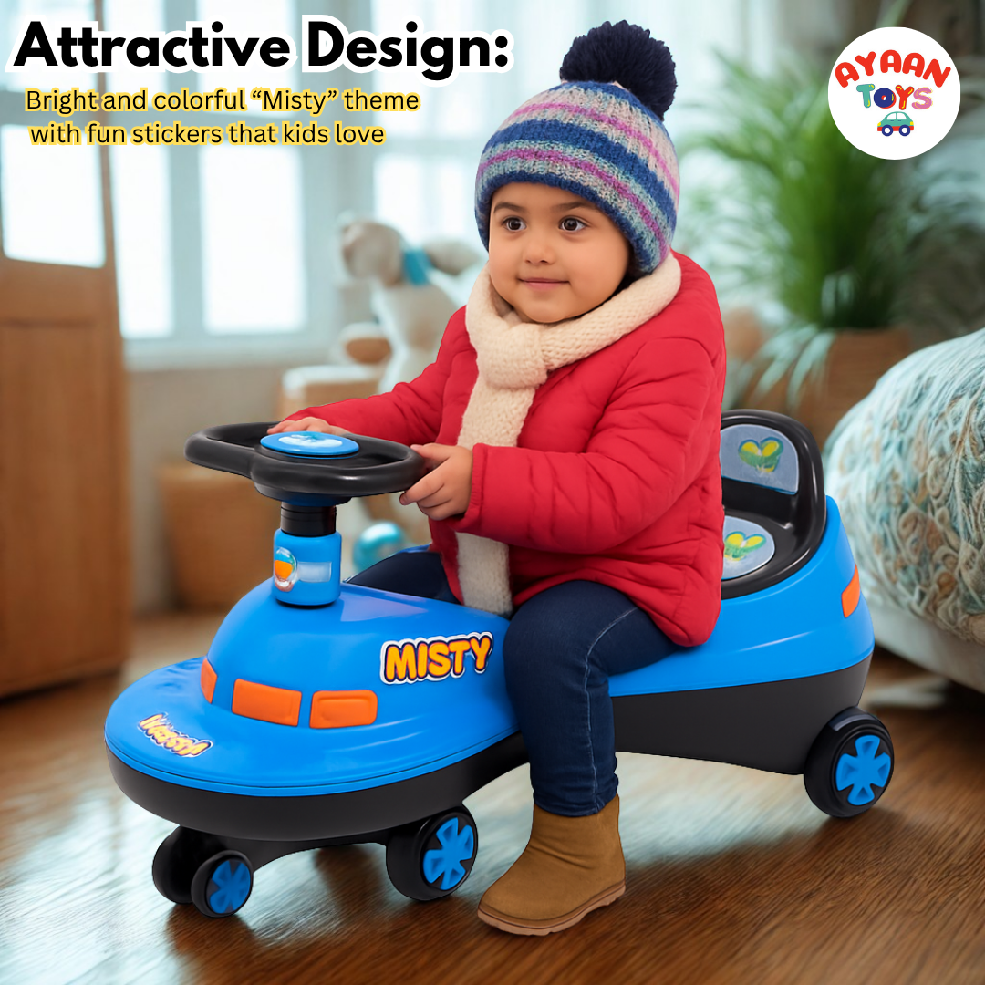 Ayaan Toys - Magic Swing Car Ride On for Kids 1 to 6 Years | Baby Twist Car with Music, Light & Smooth Wheels | No Battery, No Pedal Ride-On Toy for Boys & Girls