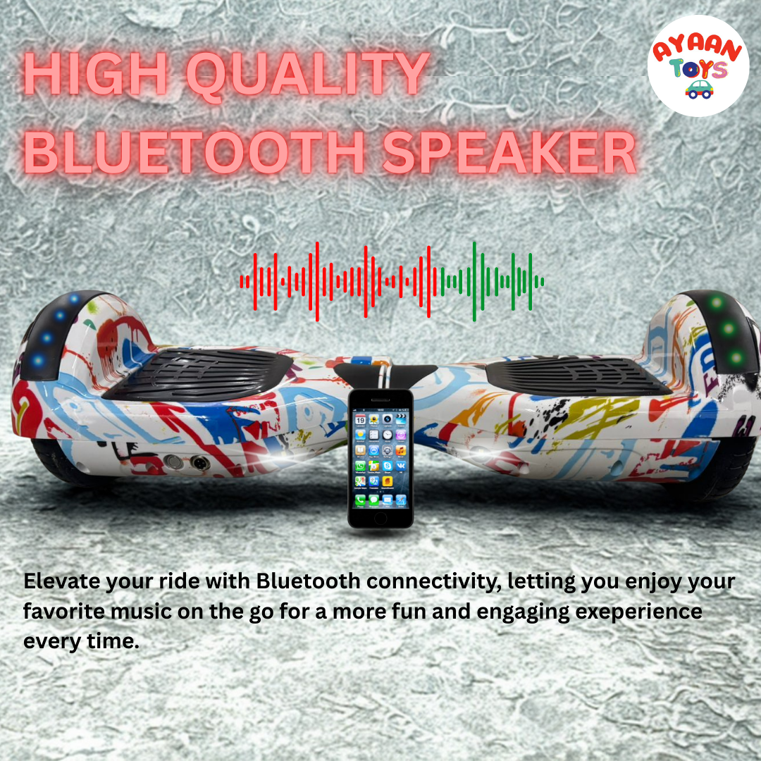 Ayaan Toys - Vibrant Graffiti Style Hoverboard with LED Lights & Bluetooth - 6.5-inch Self-Balancing Electric Scooter for Kids & Adults.