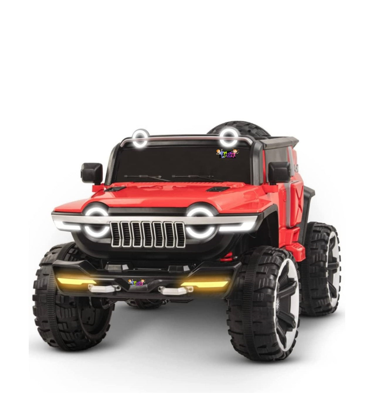 Rechargeable 4x4  Battery Operated Monster Jeep Ride On Kids Jeep with Light, Music, Rechargeable Battery Operated Jeep for Kids Drive (Red) Age 1 to 7 Years