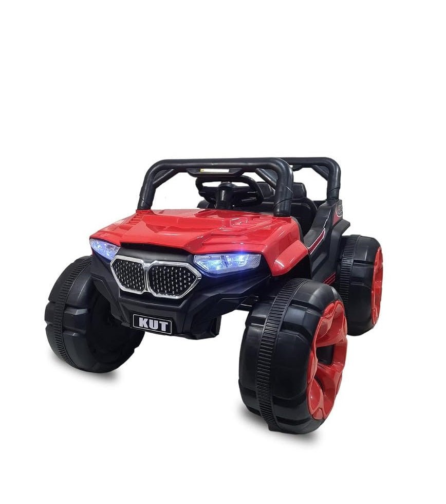 Battery Operated Jeep for Kids   KV695 Big Wheeler |The Electric Ride on Car with 2x6v Batteries, Music System Swing and Remote Jeep for 2 to 4 Years Children to Drive (Red)
