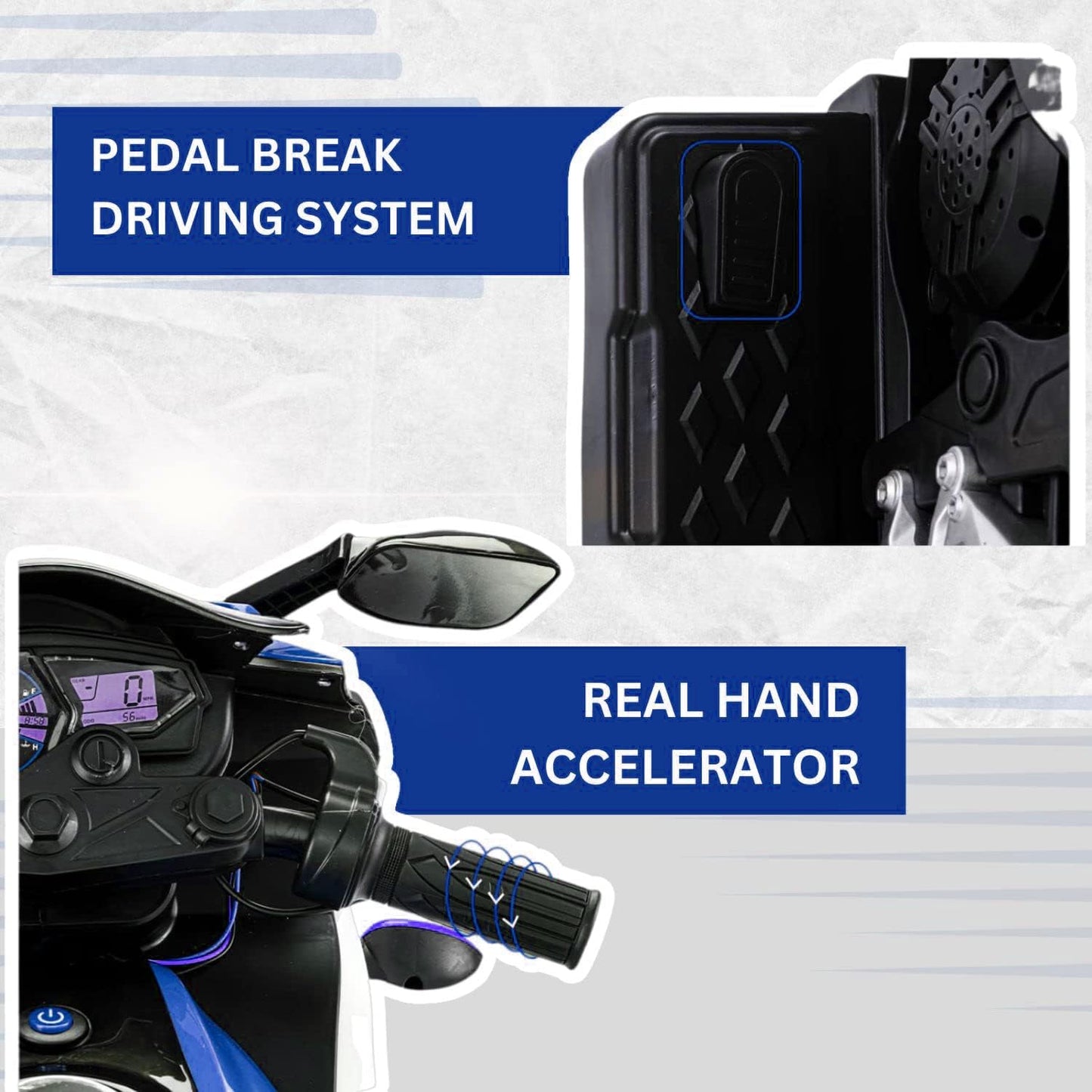 Battery Operated Bike For Kids | R3 Mountain Battery Operated Ride On Motor Bike for Kids, 2 to 7 Years, Blue & White