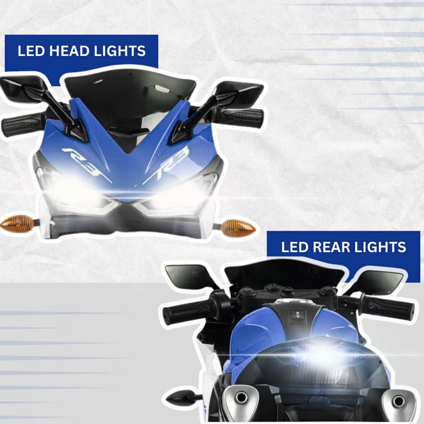 Battery Operated Bike For Kids | R3 Mountain Battery Operated Ride On Motor Bike for Kids, 2 to 7 Years, Blue & White