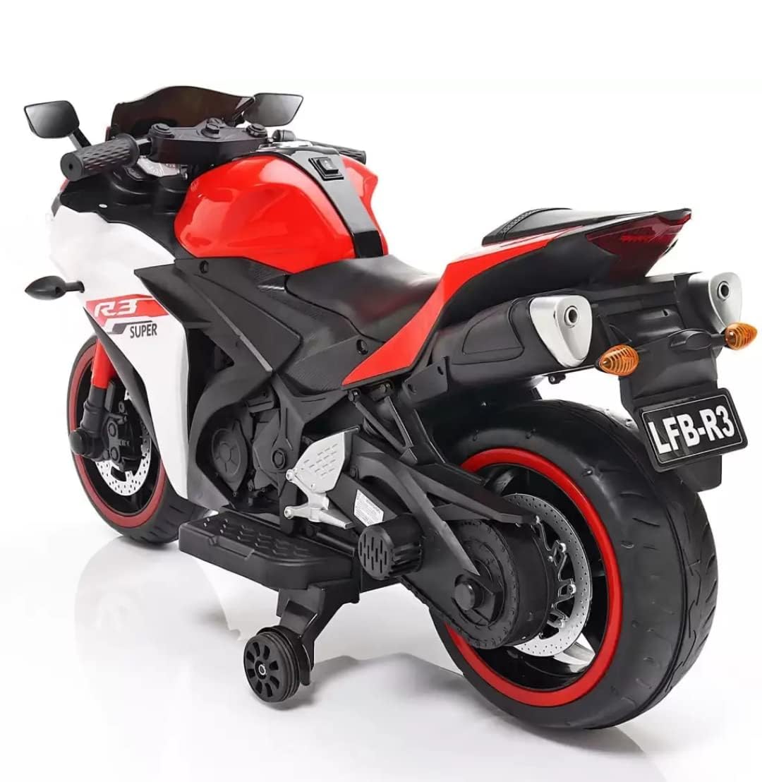 Battery Operated Bike For Kids| R3 Mountain Battery Operated Ride On Motor Bike for Kids, 2 to 7 Years, Red & White
