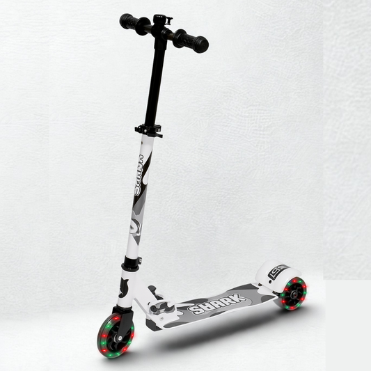 Ayaan Toys -Shark Kids Kick Scooter | Adjustable Height, Non-Slip Deck & Colorful Wheels | Durable & Lightweight white & Black color for Boys and Girls