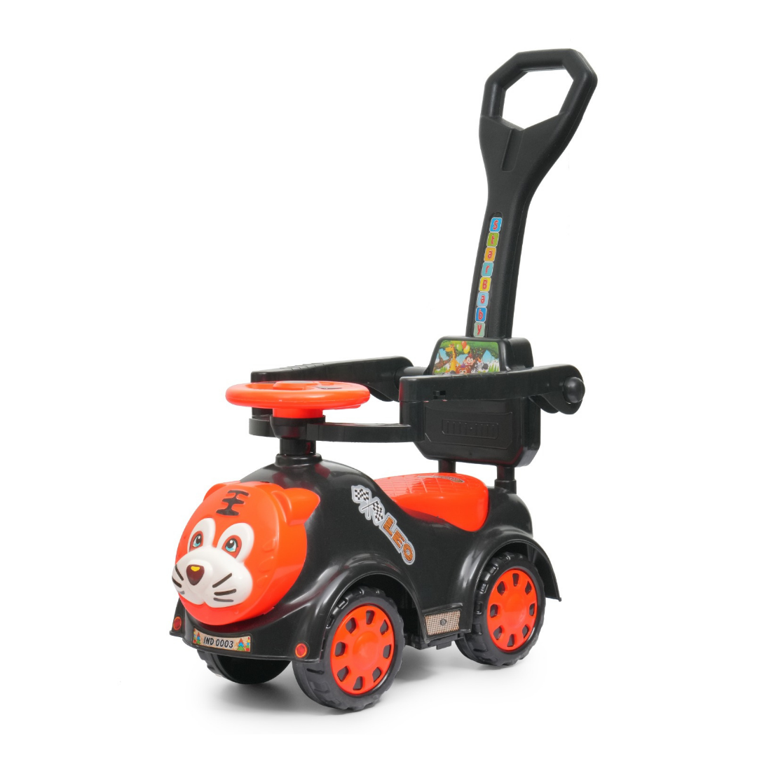 Ayaan Toys Tiger Face Ride-On Push Car for Kids 1–4 Years | Safety Guardrail, Backrest & Parent Handle | Musical Push Ride-On Toy for Boys & Girls | Sturdy Wheelbase & Storage Under Seat.