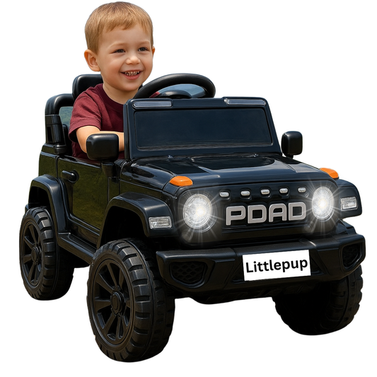 Ayaan Toys - 4x4 Electric Jeep Ride-on Car for Kids, 12V Battery Powered, Red Plastic, Remote Control, Bluetooth Music, LED Lights, Manual Drive, Ages 1-6 Years, 86x63x53cm
