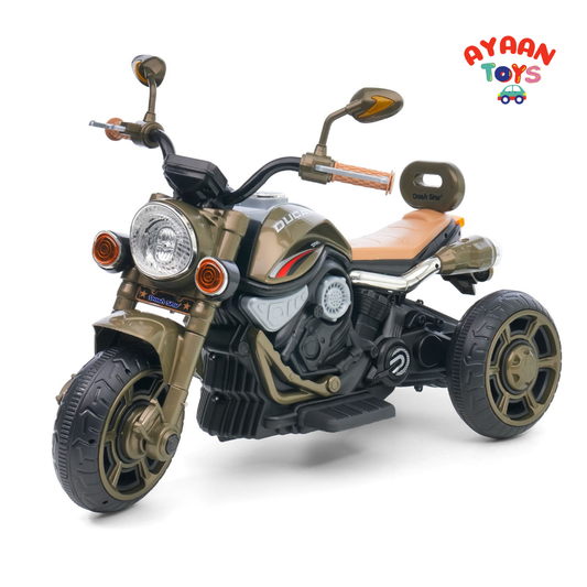 Ayaan Toys Ducati Style Kids Ride-On Motorcycle | Rechargeable Toy Trike with LED Lights & Sound | Durable Body for Boys and Girls Bronze Colour