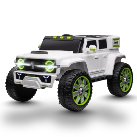 Ayaan Toys - Kids Battery Jeep Car – Off-Road Style, LED Lights, Large Wheels Electric Ride On Car | Battery Operated Jeep for 2-10 Year Boys & Girls | 4 Powerful Motors, Bluetooth Music, LED Lights | Remote + Steering + Mobile App.