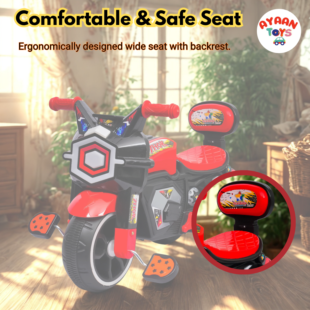 Ayaan Toys Baby Tricycle for Kids 1–3 Years | Non-Electric Kids Trike with Music & Horn and Light | Durable Pedal Tricycle with EVA Wheels & Safety Backrest | Boys & Girls Ride-On Cycle – Red