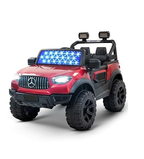 Battery Operated Jeep for Kids, Ride on Toy Kids Car with Windshield Light & Music | Kids Big Electric Car Jeep | Rechargeable Battery Car for Kids to Drive 3 to 6 Years-Red
