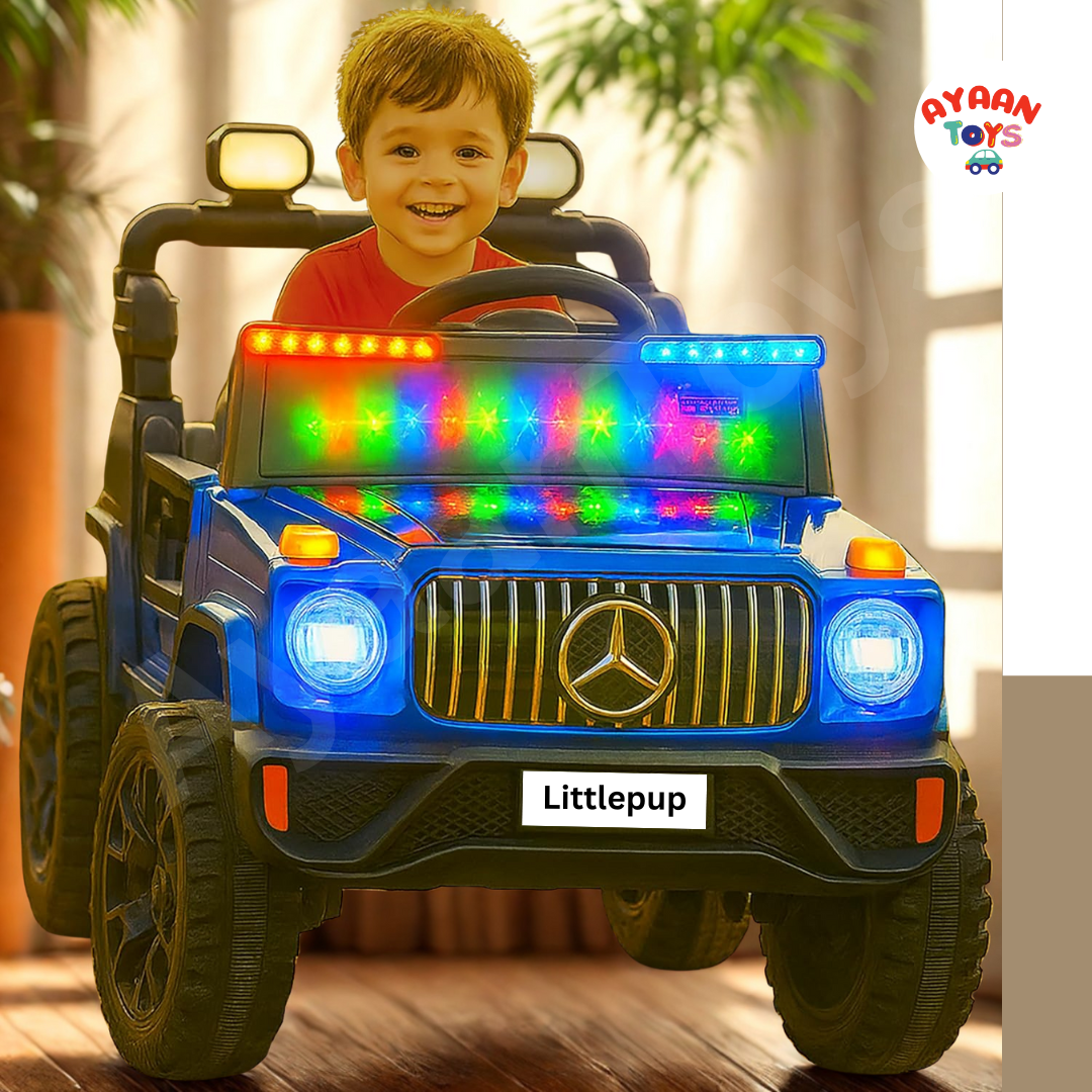 Ayaan Toys - 4x4 Electric Jeep Ride-on Car for Kids, 12V Battery Powered, Red Plastic, Remote Control, Bluetooth Music, LED Lights, Manual Drive, Ages 1-6 Years, 86x63x53cm