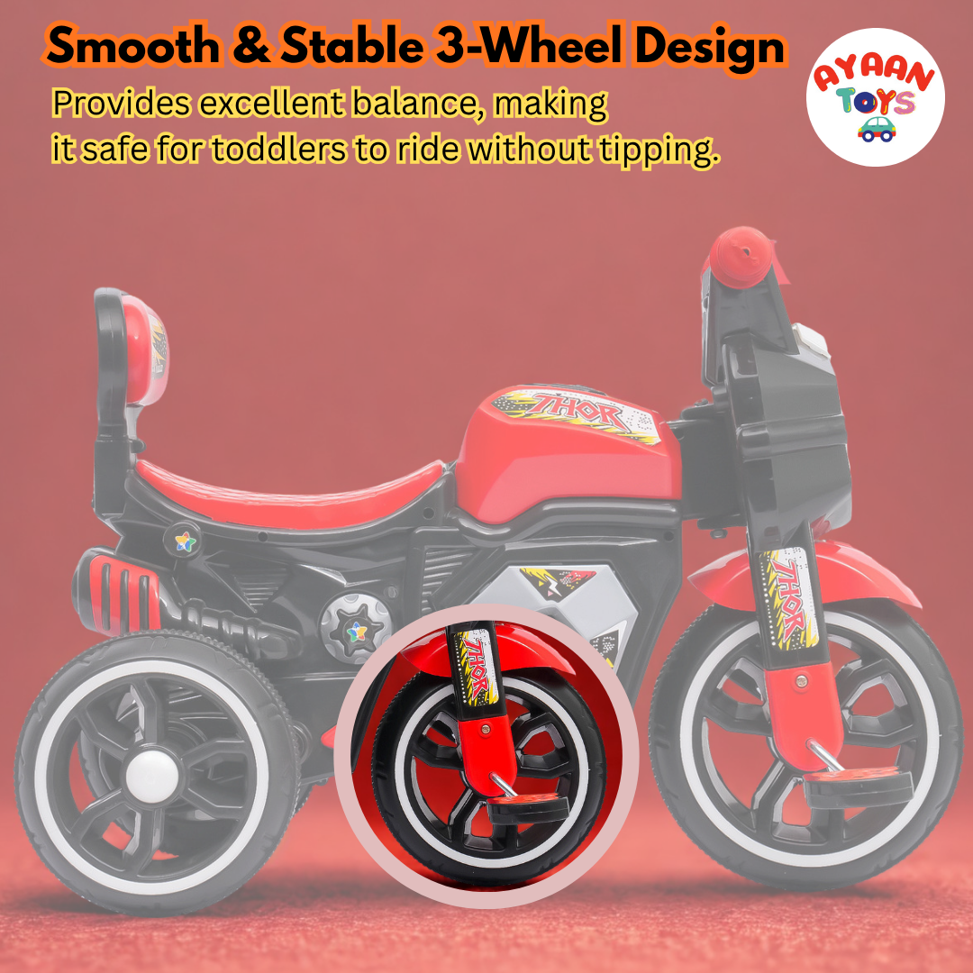 Ayaan Toys Baby Tricycle for Kids 1–3 Years | Non-Electric Kids Trike with Music & Horn and Light | Durable Pedal Tricycle with EVA Wheels & Safety Backrest | Boys & Girls Ride-On Cycle – Red
