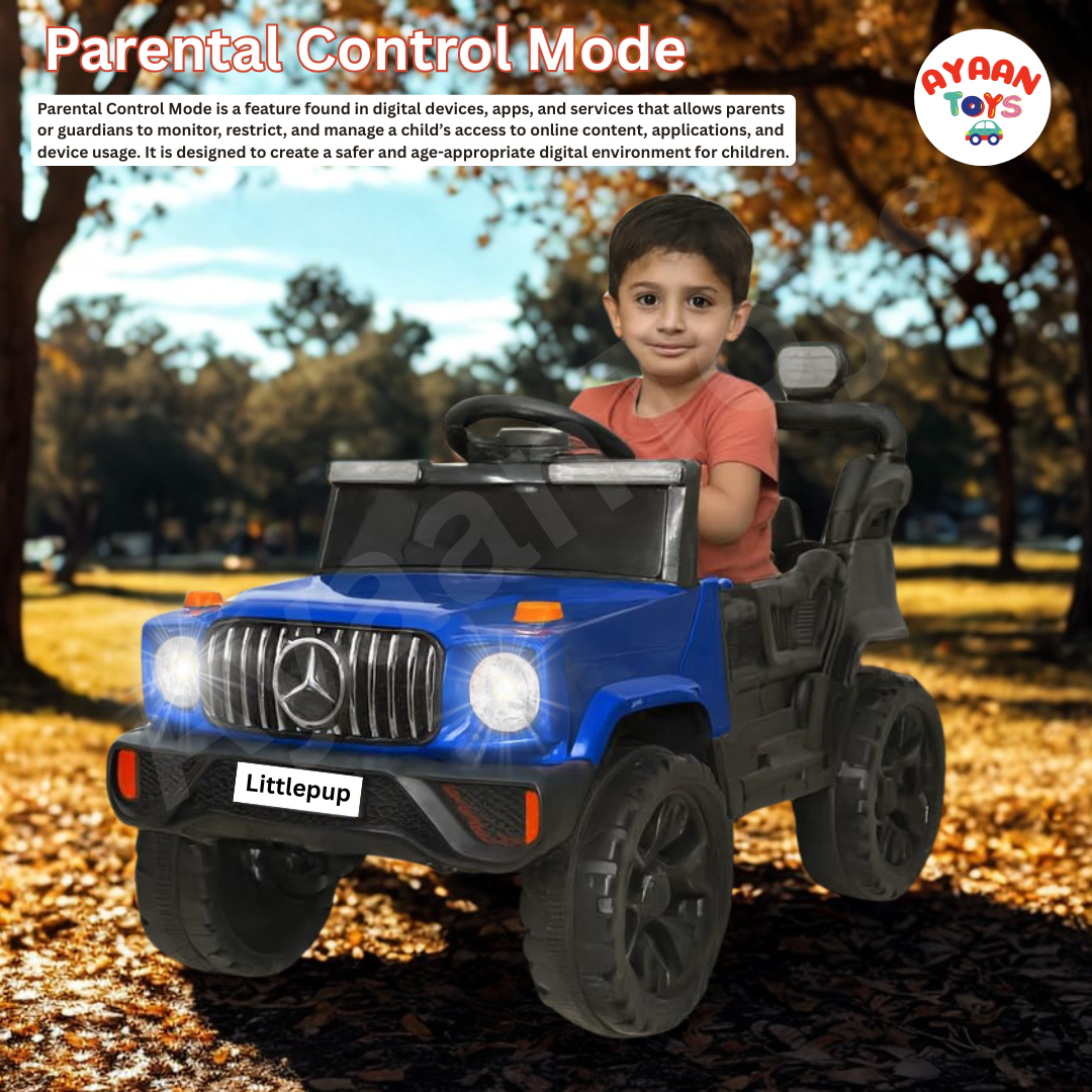 Ayaan Toys - 4x4 Electric Jeep Ride-on Car for Kids, 12V Battery Powered, Red Plastic, Remote Control, Bluetooth Music, LED Lights, Manual Drive, Ages 1-6 Years, 86x63x53cm