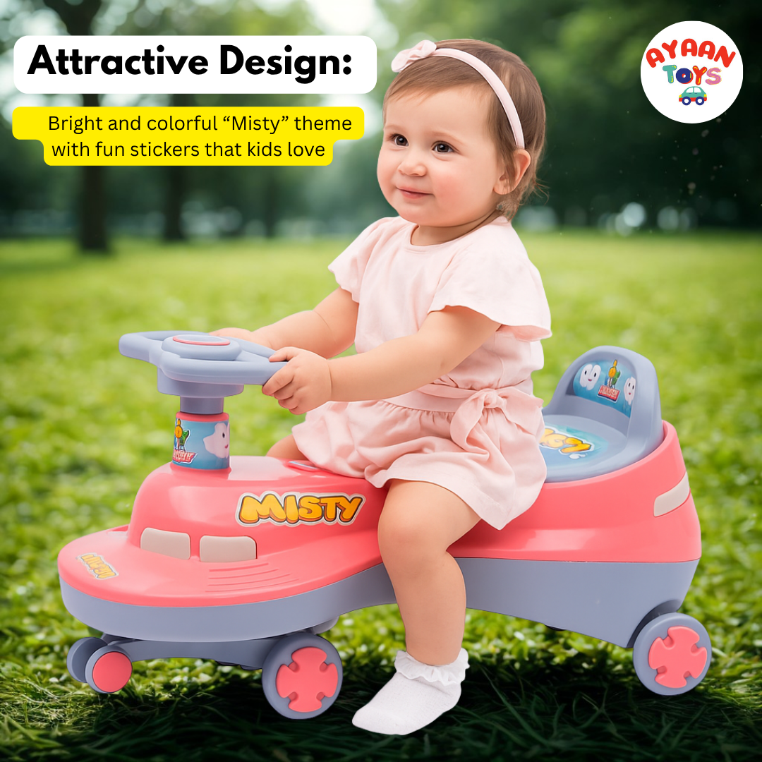 Ayaan Toys - Magic Swing Car Ride On for Kids 1 to 6 Years | Baby Twist Car with Music, Light & Smooth Wheels | No Battery, No Pedal Ride-On Toy for Boys & Girls