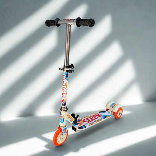 Ayaan Toys -SLEEK Kids Kick Scooter | Adjustable Height, Non-Slip Deck & Colorful Wheels | Durable & Lightweight Graphic color for Boys and Girls