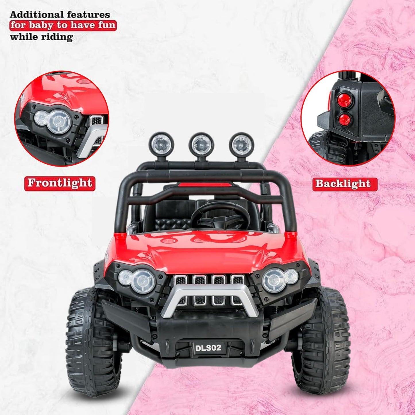 Electric Ride on for Kids | Battery Car For 1 to 7 Year Kids | Car For Kids with Swing Option, Music System, Spring Suspension and Remote Control- Red