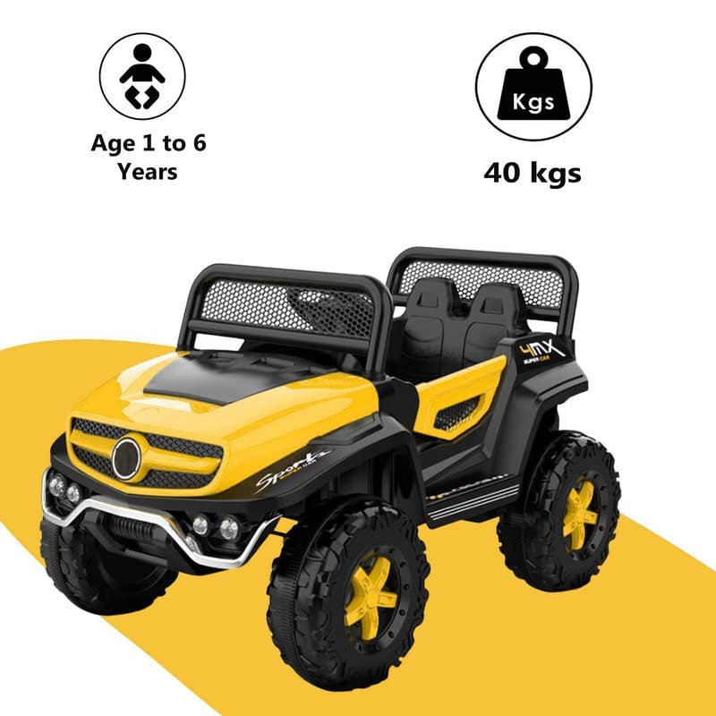 Battery Operated Ride on Jeep for Kids with Music, Lights and Swing- Electric Remote Control Ride on Jeep for Children to Drive of Age 1 to 6 Years-Yellow