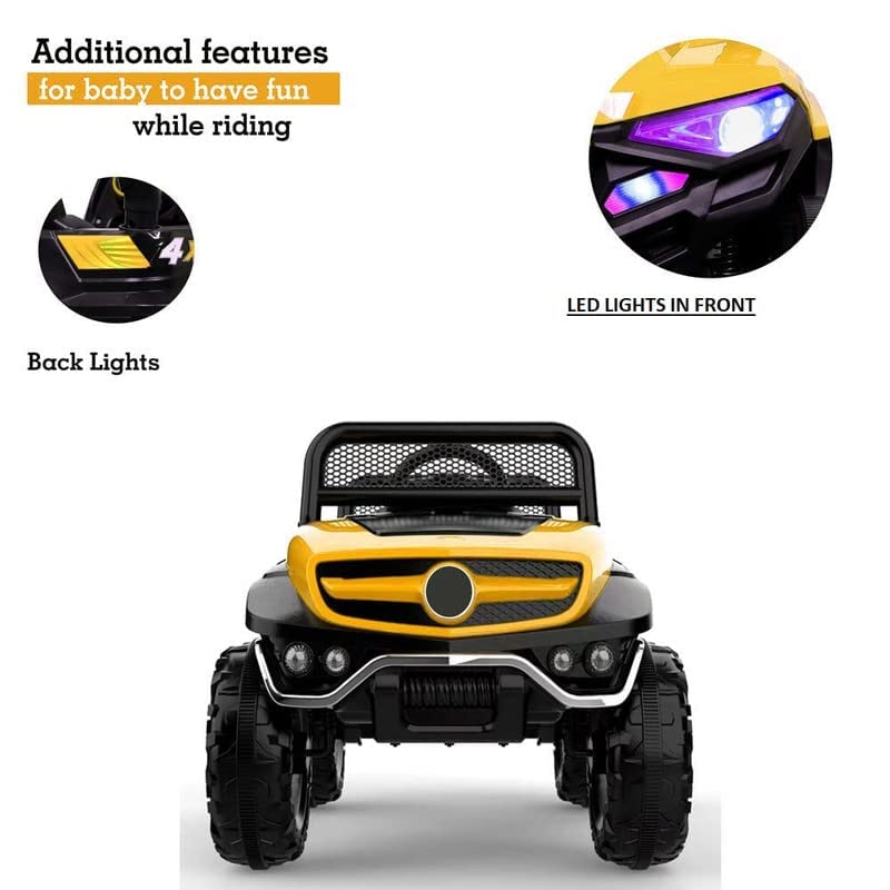 Battery Operated Ride on Jeep for Kids with Music, Lights and Swing- Electric Remote Control Ride on Jeep for Children to Drive of Age 1 to 6 Years-Yellow