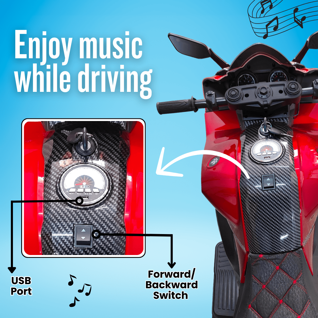 Yamaha R9 Electric Ride-On Bike for Kids | Rechargeable with Lights & Music