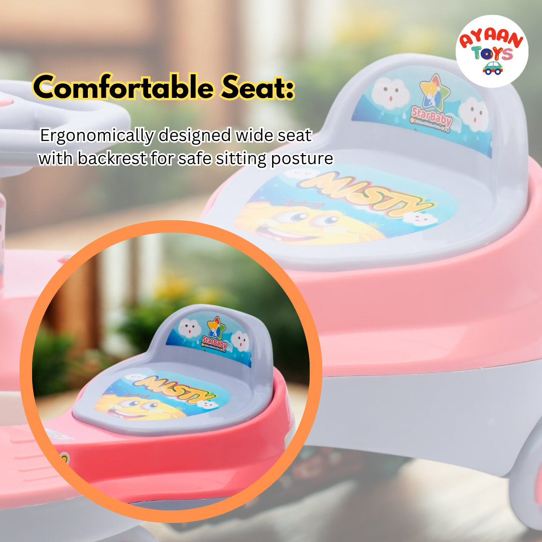 Ayaan Toys - Magic Swing Car Ride On for Kids 1 to 6 Years | Baby Twist Car with Music, Light & Smooth Wheels | No Battery, No Pedal Ride-On Toy for Boys & Girls
