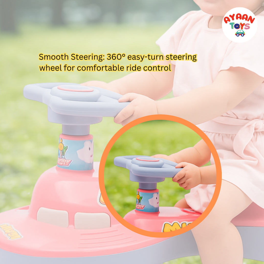Ayaan Toys - Magic Swing Car Ride On for Kids 1 to 6 Years | Baby Twist Car with Music, Light & Smooth Wheels | No Battery, No Pedal Ride-On Toy for Boys & Girls