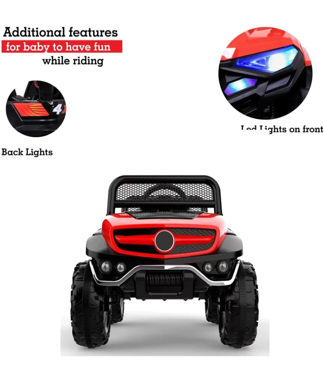 Battery Operated Ride on Jeep for Kids with Music, Lights and Swing- Electric Remote Control Ride on Jeep for Children to Drive of Age 1 to 6 Years-Matelic Red