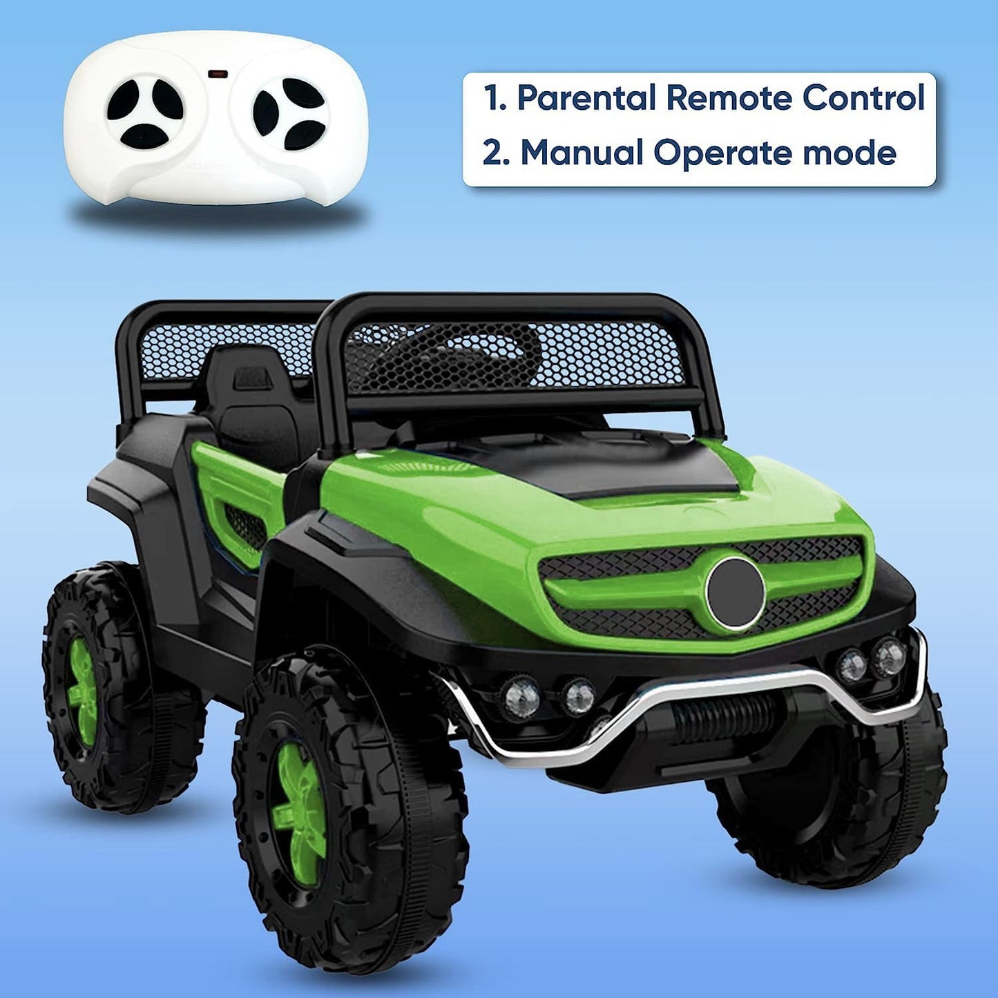 Battery Operated Ride on Jeep for Kids with Music, Lights and Swing- Electric Remote Control Ride on Jeep for Children to Drive of Age 1 to 6 Years-Green