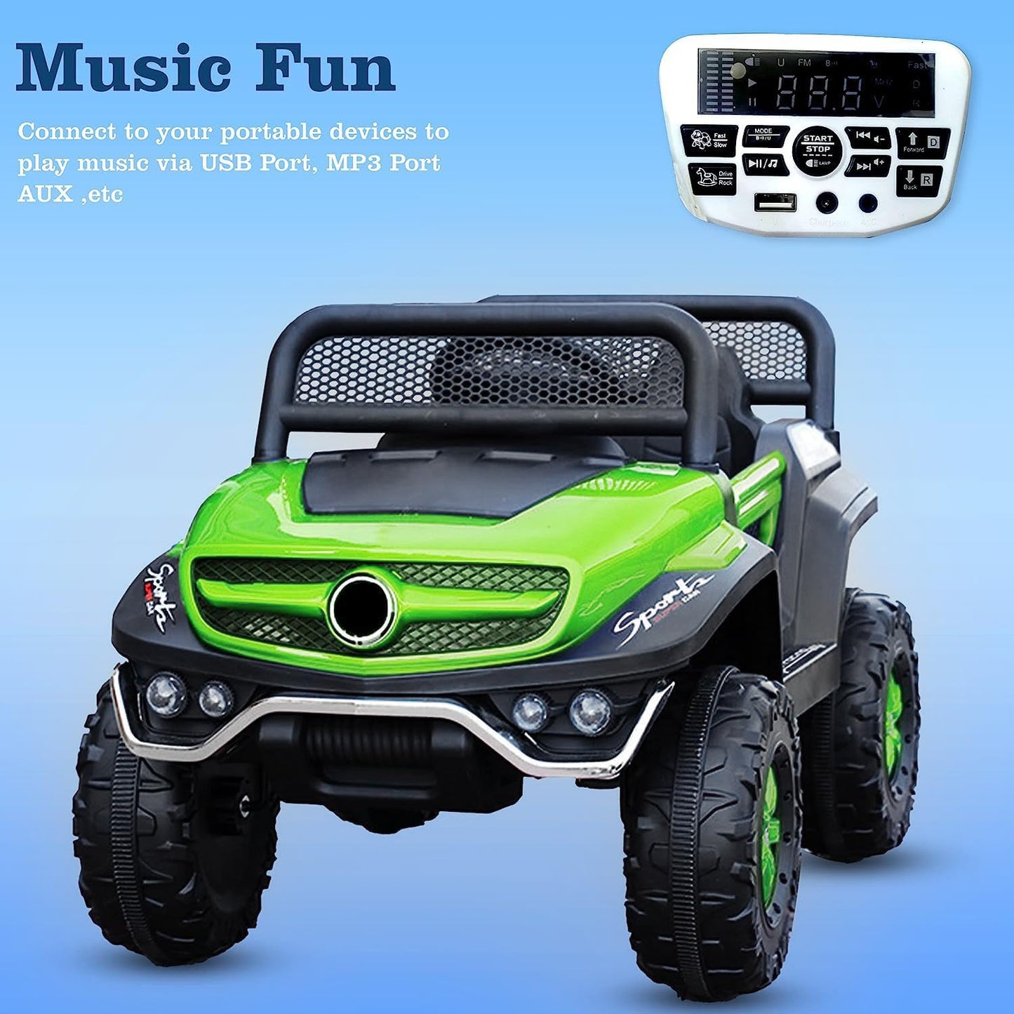 Battery Operated Ride on Jeep for Kids with Music, Lights and Swing- Electric Remote Control Ride on Jeep for Children to Drive of Age 1 to 6 Years-Green