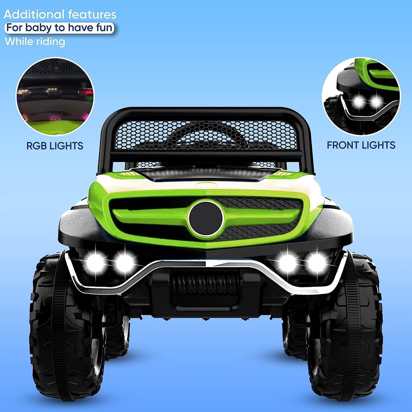 Battery Operated Ride on Jeep for Kids with Music, Lights and Swing- Electric Remote Control Ride on Jeep for Children to Drive of Age 1 to 6 Years-Green