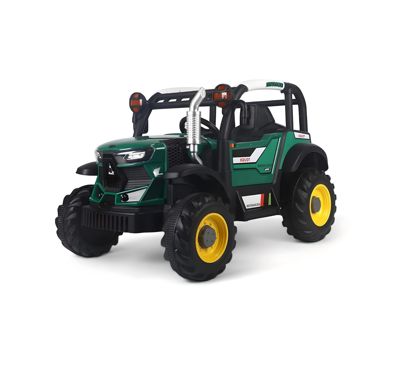 Battery Car for Kids Electric Ride-On Tractor Featuring Dual Control, Age 2-8-Green