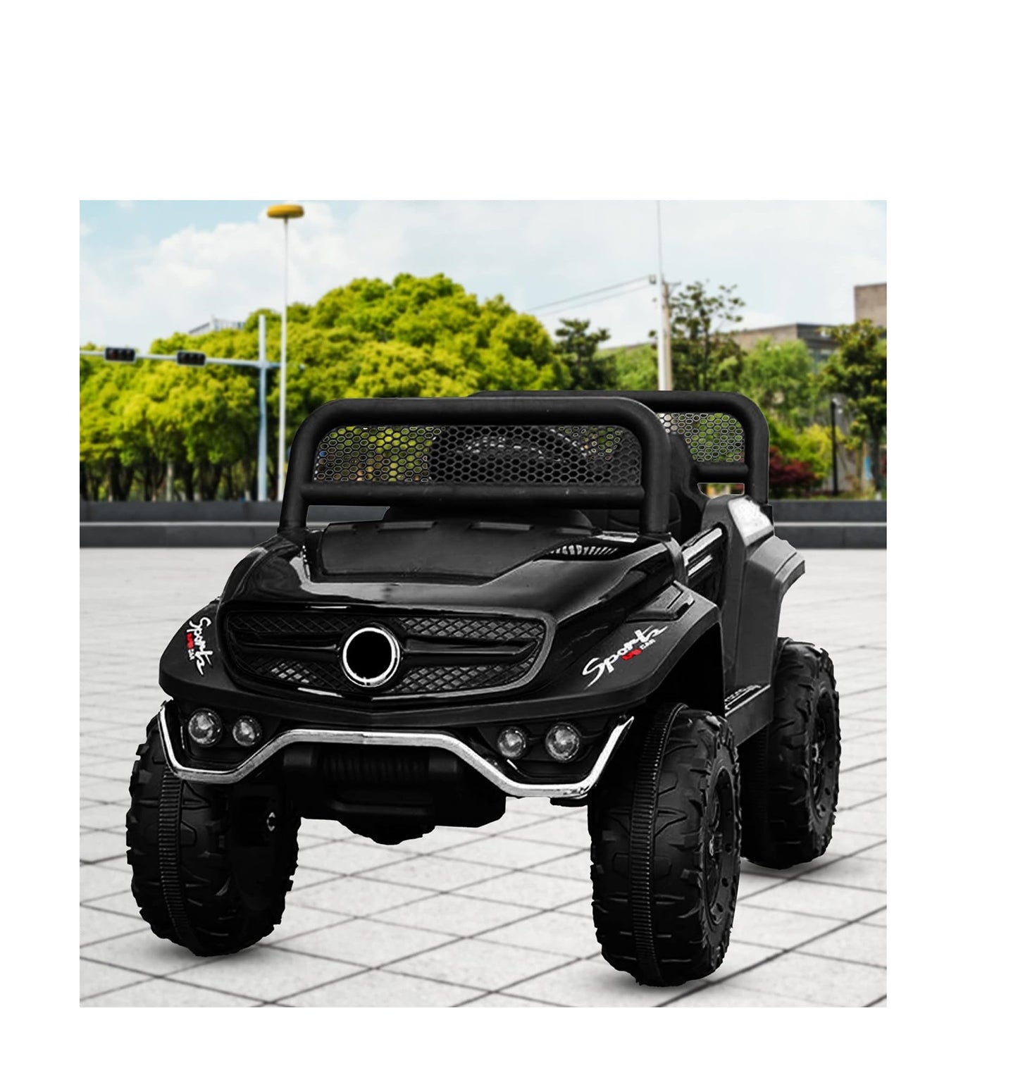 Battery Operated Ride on Jeep for Kids with Music, Lights and Swing- Electric Remote Control Ride on Jeep for Children to Drive of Age 1 to 6 Years- Black