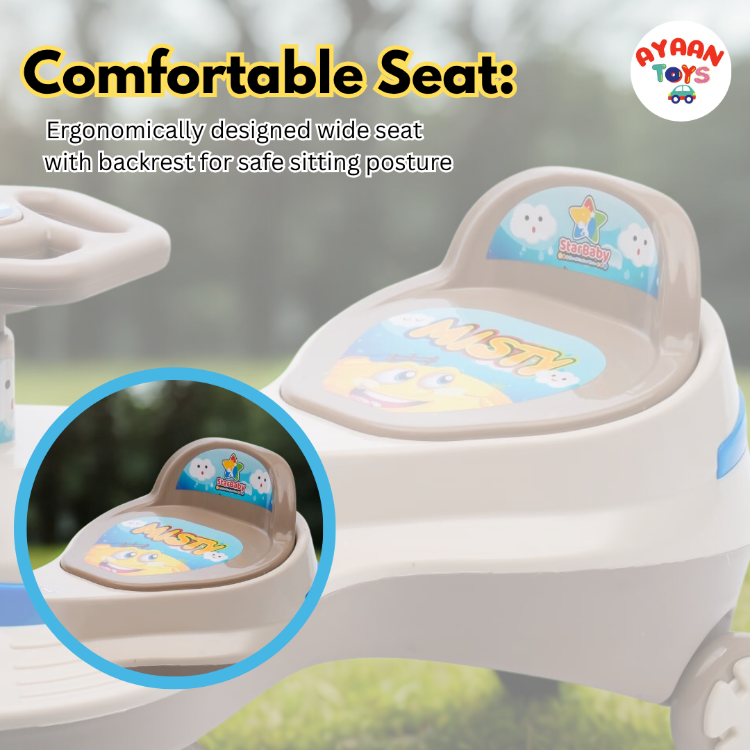 Ayaan Toys - Magic Swing Car Ride On for Kids 1 to 6 Years | Baby Twist Car with Music, Light & Smooth Wheels | No Battery, No Pedal Ride-On Toy for Boys & Girls