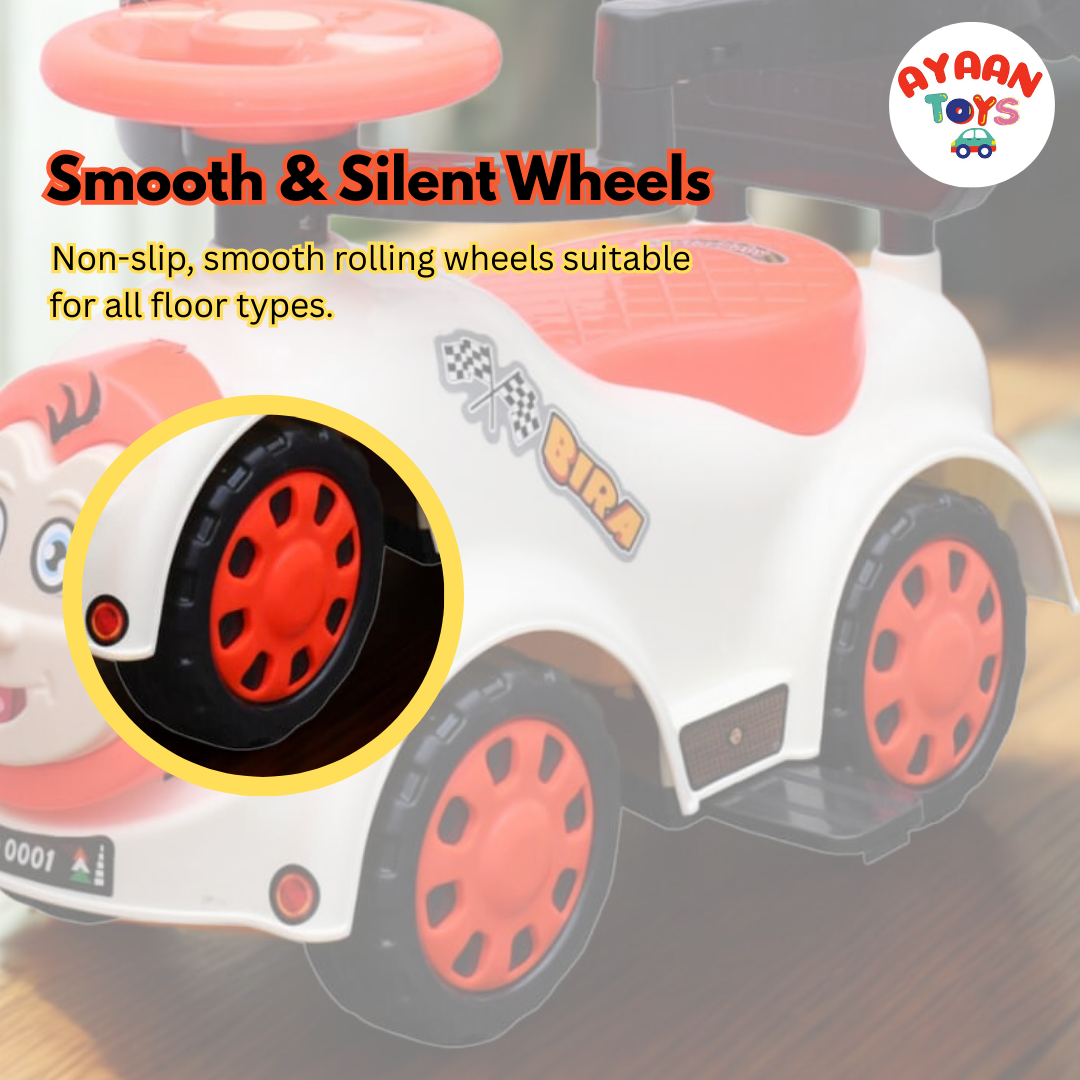 Ayaan Toys Monkey Face Ride-On Push Car for Kids 1–4 Years | Safety Guardrail, Backrest & Parent Handle | Musical Push Ride-On Toy for Boys & Girls | Sturdy Wheelbase & Storage Under Seat.