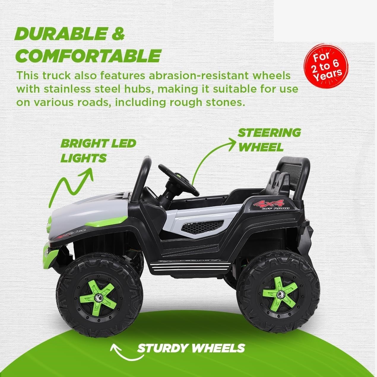 Battery Operated Ride on Jeep for Kids with Music, Lights and Swing- Electric Remote Control Ride on Jeep for Children to Drive of Age 1 to 6 Years-Multi White