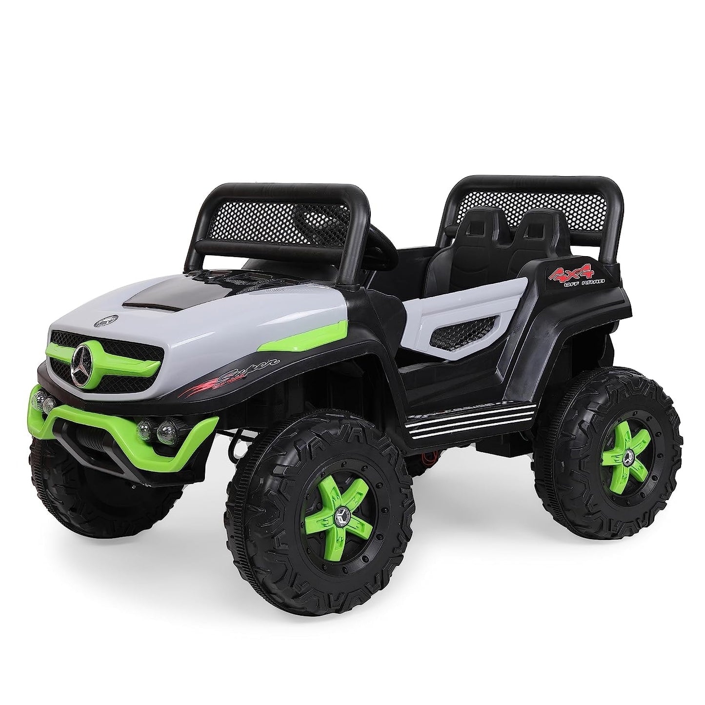 Battery Operated Ride on Jeep for Kids with Music, Lights and Swing- Electric Remote Control Ride on Jeep for Children to Drive of Age 1 to 6 Years-Multi White