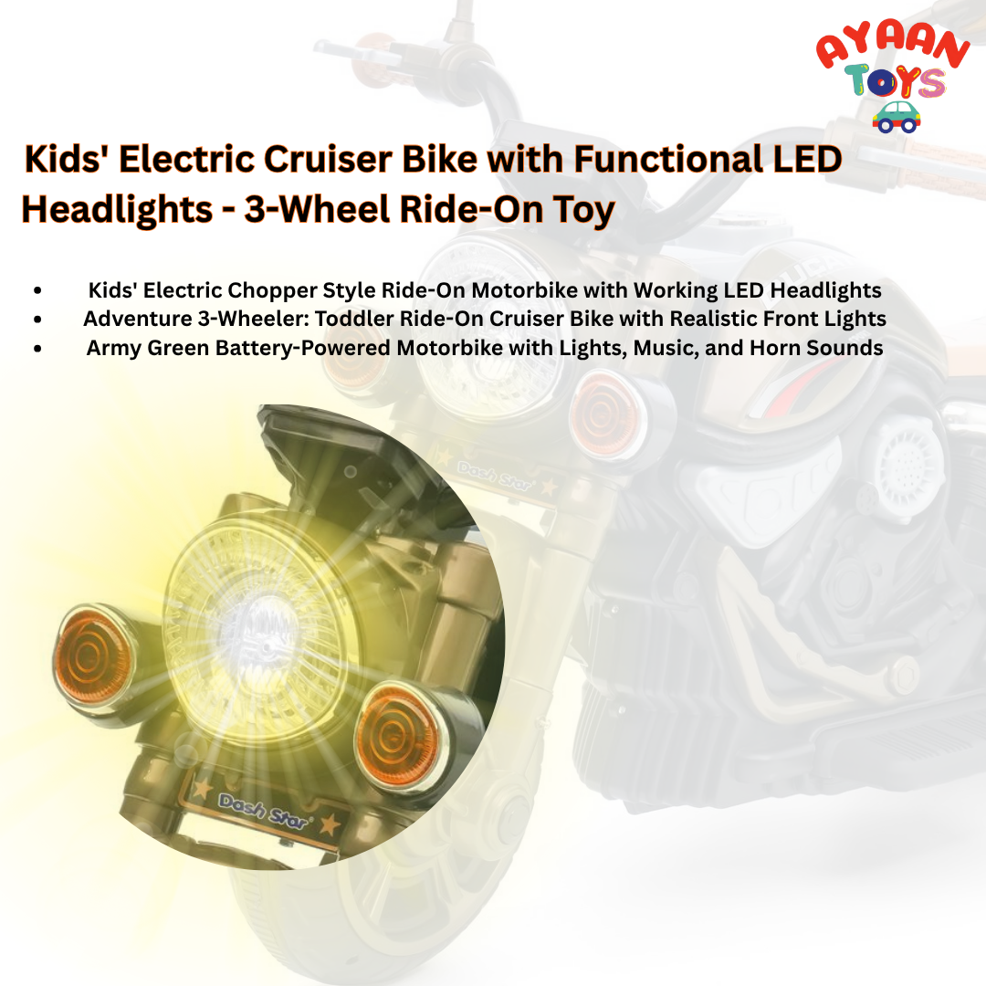 Ayaan Toys Ducati Style Kids Ride-On Motorcycle | Rechargeable Toy Trike with LED Lights & Sound | Durable Body for Boys and Girls Bronze Colour